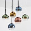 Koyoto hanging light, globe light, pendant light blue, gold, green, clear, coppery, 6-light sources