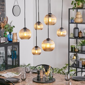 Koyoto hanging light, globe light, pendant light Amber, 6-light sources