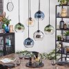 Koyoto hanging light, globe light, pendant light Amber, blue, green, clear, Smoke-coloured, 6-light sources