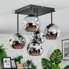 Ripoll ceiling light, globe light chrome, Smoke-coloured, 5-light sources