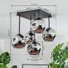 Ripoll ceiling light, globe light chrome, Smoke-coloured, 5-light sources