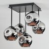 Ripoll ceiling light, globe light chrome, Smoke-coloured, 5-light sources
