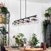 Koyoto hanging light, globe light, pendant light chrome, clear, Smoke-coloured, 5-light sources