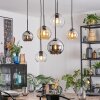 Koyoto hanging light, globe light, pendant light Amber, chrome, clear, Smoke-coloured, 6-light sources