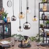 Koyoto hanging light, globe light, pendant light Amber, chrome, clear, Smoke-coloured, 6-light sources