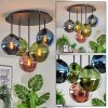 Gastor ceiling light, globe light blue, green, coppery, 5-light sources