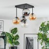 Koyoto ceiling light, globe light Amber, chrome, clear, Smoke-coloured, 5-light sources