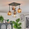 Koyoto ceiling light, globe light Amber, chrome, clear, Smoke-coloured, 5-light sources
