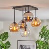 Koyoto ceiling light, globe light Amber, chrome, clear, Smoke-coloured, 5-light sources
