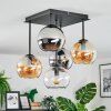 Koyoto ceiling light, globe light Amber, chrome, clear, Smoke-coloured, 5-light sources