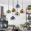 Koyoto hanging light, globe light, pendant light blue, gold, green, clear, 6-light sources