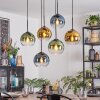 Koyoto hanging light, globe light, pendant light blue, gold, green, clear, 6-light sources