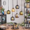 Koyoto hanging light, globe light, pendant light Amber, blue, chrome, green, Smoke-coloured, 6-light sources