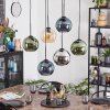 Koyoto hanging light, globe light, pendant light Amber, blue, chrome, green, Smoke-coloured, 6-light sources