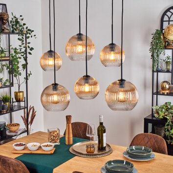 Koyoto hanging light, globe light, pendant light Amber, clear, 6-light sources