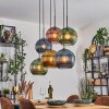 Koyoto hanging light, globe light, pendant light blue, gold, green, coppery, 6-light sources