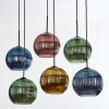 Koyoto hanging light, globe light, pendant light blue, gold, green, coppery, 6-light sources