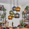 Koyoto hanging light, globe light, pendant light blue, gold, green, 6-light sources