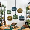 Koyoto hanging light, globe light, pendant light blue, gold, green, 6-light sources