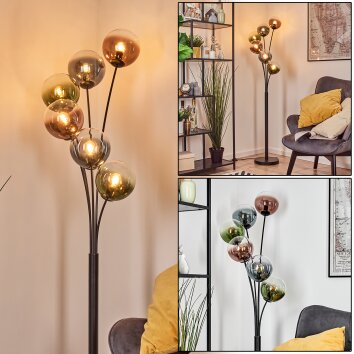 Gastor floor lamp blue, green, clear, coppery, 6-light sources
