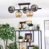 Ripoll ceiling light, globe light Amber, Smoke-coloured, 5-light sources