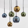 Koyoto hanging light, globe light, pendant light blue, gold, green, 6-light sources