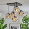 Ripoll ceiling light, globe light chrome, clear, Smoke-coloured, 5-light sources