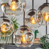 Ripoll ceiling light, globe light chrome, clear, Smoke-coloured, 5-light sources