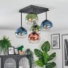 Koyoto ceiling light, globe light blue, green, clear, coppery, 5-light sources