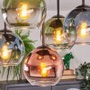 Koyoto ceiling light, globe light blue, green, clear, coppery, 5-light sources
