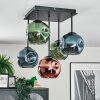 Ripoll ceiling light, globe light blue, green, coppery, 5-light sources