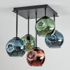Ripoll ceiling light, globe light blue, green, coppery, 5-light sources
