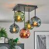 Ripoll ceiling light, globe light blue, green, coppery, 5-light sources