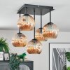Ripoll ceiling light, globe light Amber, 5-light sources