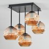 Ripoll ceiling light, globe light Amber, 5-light sources
