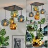 Ripoll ceiling light, globe light blue, gold, green, 5-light sources