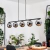 Gastor hanging light, globe light, pendant light chrome, Smoke-coloured, 5-light sources