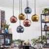Koyoto hanging light, globe light, pendant light blue, gold, coppery, 6-light sources