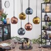 Koyoto hanging light, globe light, pendant light blue, gold, coppery, 6-light sources