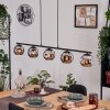 Ripoll hanging light, globe light, pendant light chrome, Smoke-coloured, 5-light sources