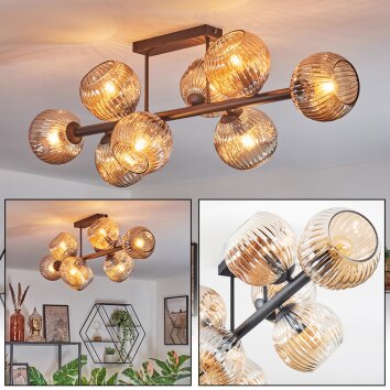 Ripoll ceiling light, globe light Amber, 8-light sources