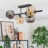 Ripoll ceiling light, globe light Amber, clear, Smoke-coloured, 5-light sources