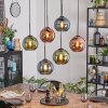Koyoto hanging light, globe light, pendant light blue, green, coppery, 6-light sources