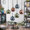 Koyoto hanging light, globe light, pendant light blue, green, coppery, 6-light sources