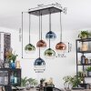 Koyoto hanging light, globe light, pendant light blue, green, clear, coppery, 6-light sources
