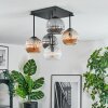 Ripoll ceiling light, globe light Amber, clear, Smoke-coloured, 5-light sources