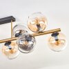 Koyoto ceiling light, globe light gold, black, 10-light sources