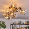 Koyoto ceiling light, globe light gold, black, 10-light sources