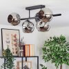 Ripoll ceiling light, globe light chrome, Smoke-coloured, 5-light sources