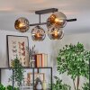 Ripoll ceiling light, globe light chrome, Smoke-coloured, 5-light sources